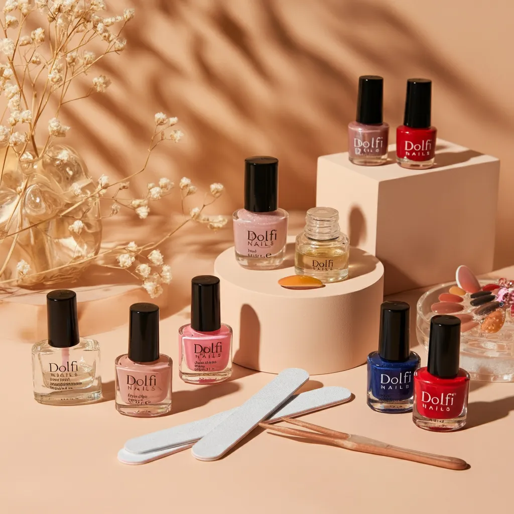 Seasonal Nail Trends: A collection of nails painted in seasonal colors and designs, such as warm tones for autumn or bright colors for summer, displayed on a rustic wooden surface with seasonal decor elements around.