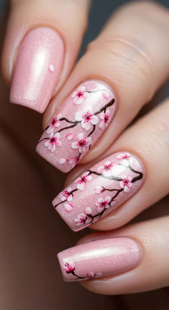 Cherry Blossom Elegancev nails