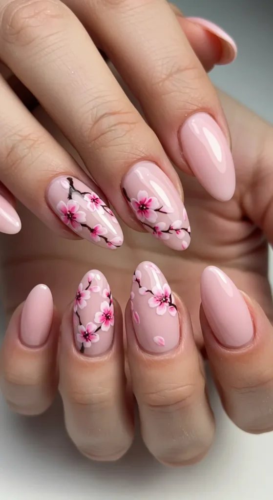 Cherry Blossom Elegancev nails