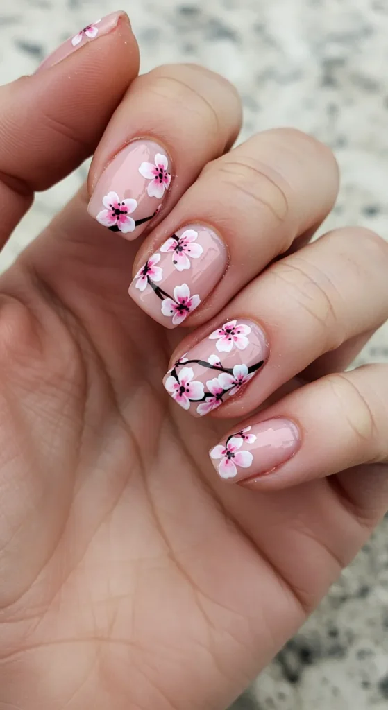 Cherry Blossom Nails