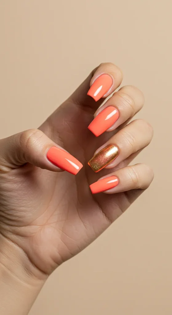  Coral Crush (Sunset Ombré) nails desing