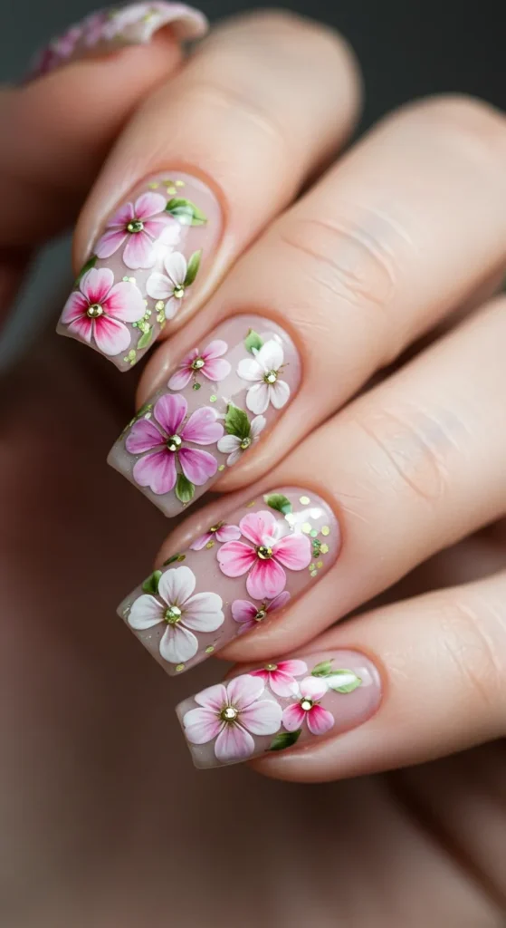 Floral Nail Art nails