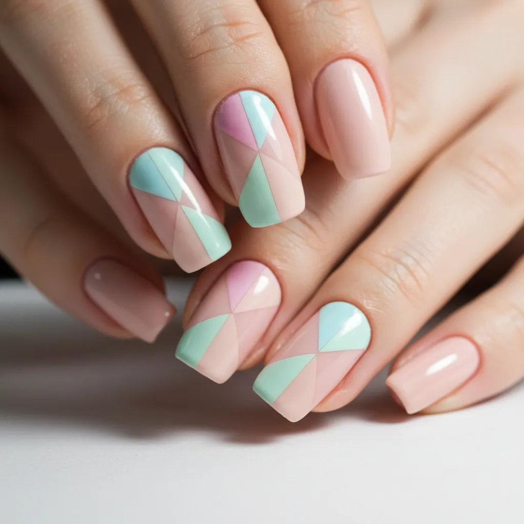 Geometric Pastel Nail Art