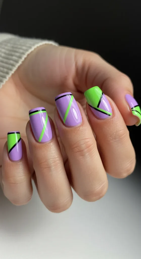  Lilac & Lime Duo nails