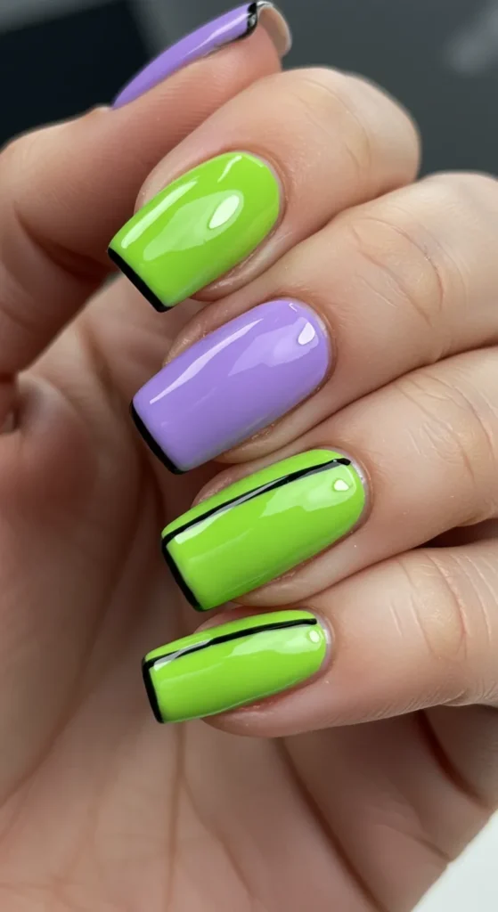  Lilac & Lime Duo nails