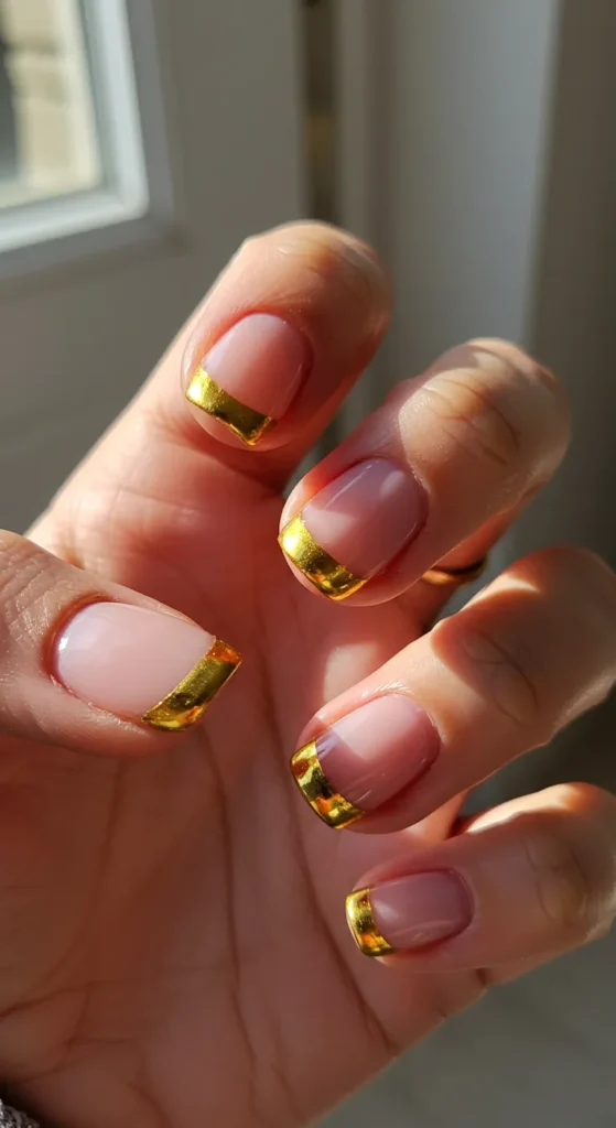 Metallic Gold Tips nails design ideas