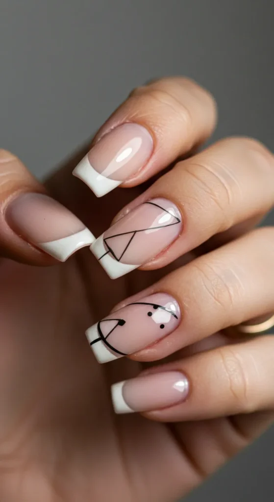 Clear tips or geometric cutouts paired with nude or pastel polish for a modern and sophisticated look.

