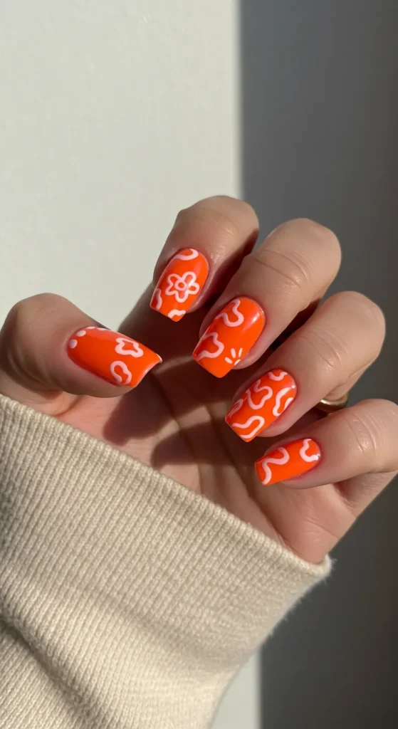 Neon Orange Pop nails