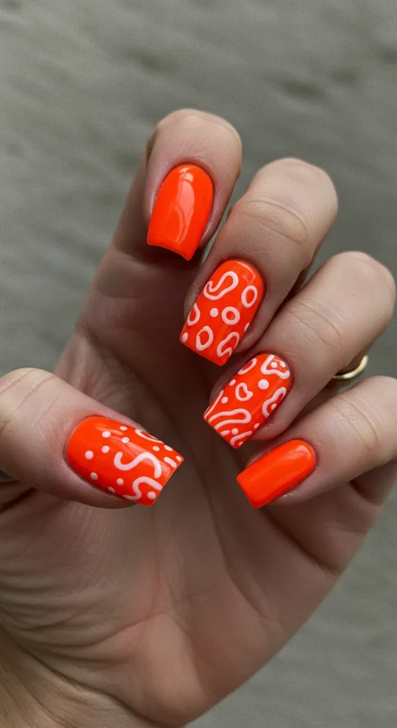 Neon Orange Pop nails