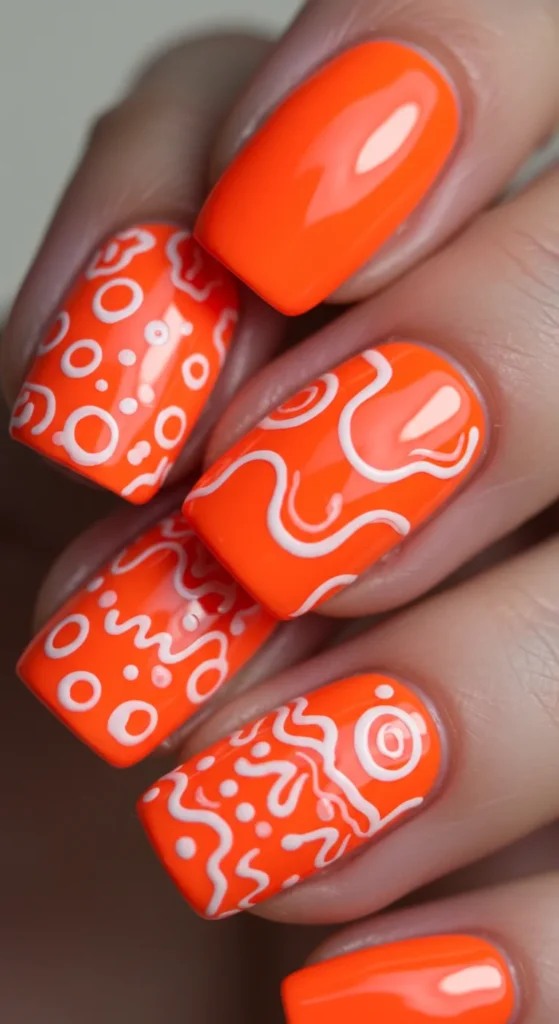 Neon Orange Pop nails