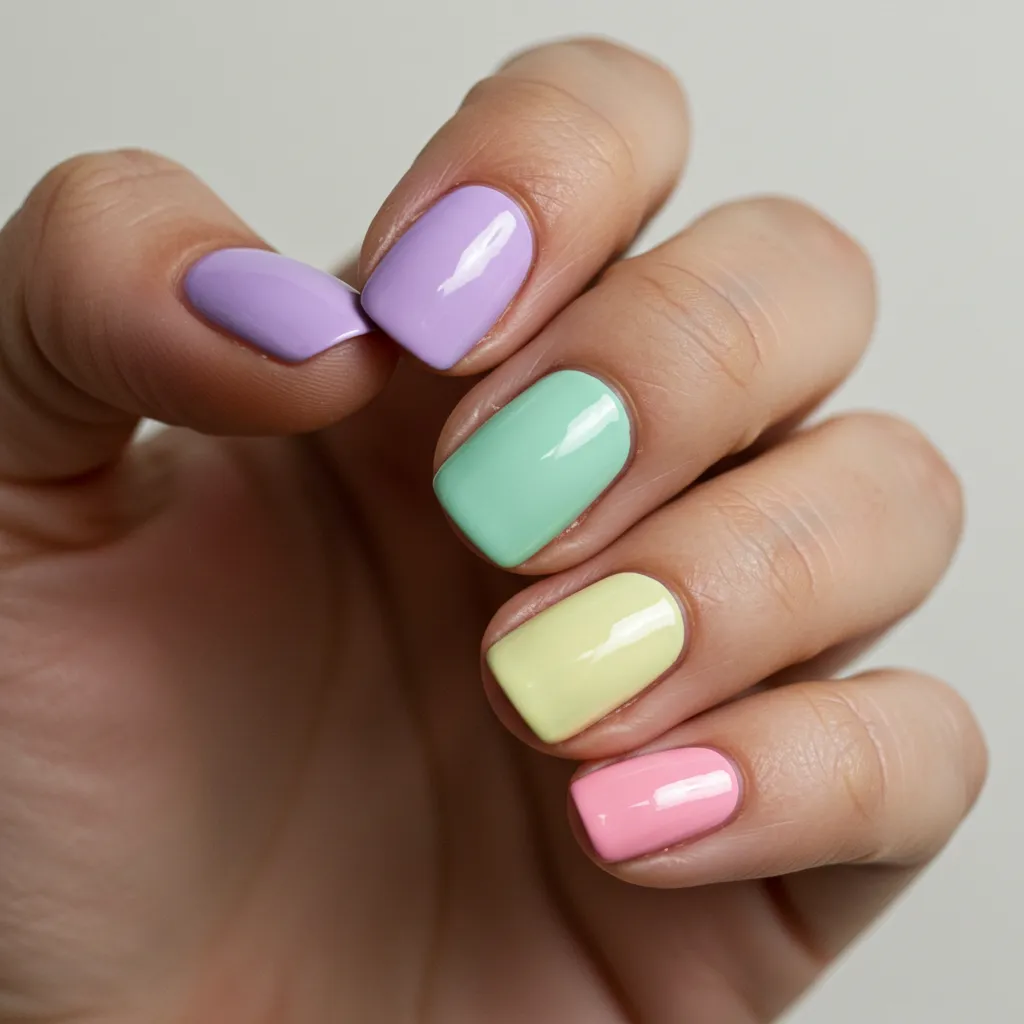 Pastel Rainbow Nails