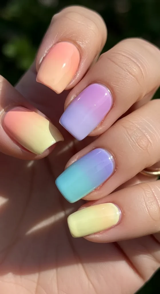 Rainbow French Tips nails design