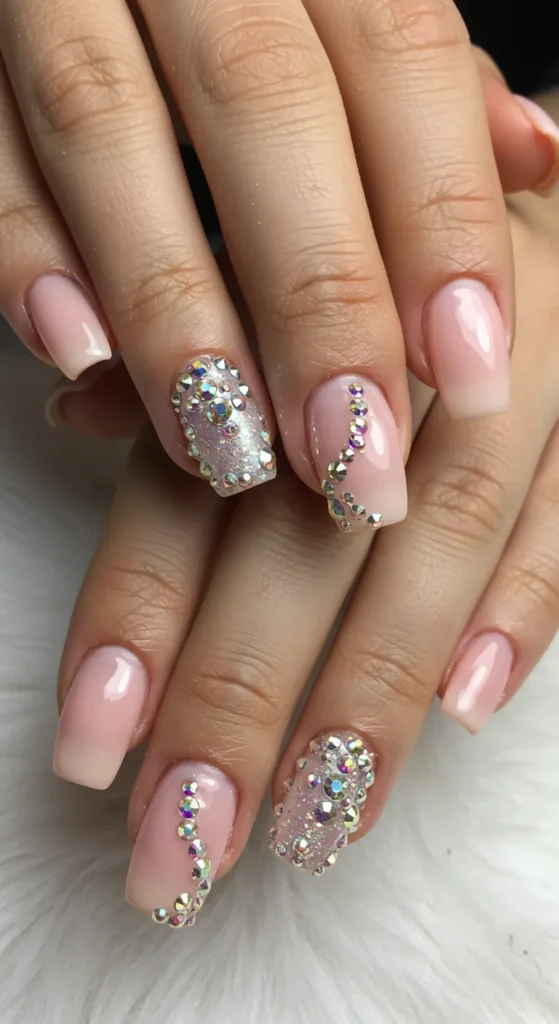 Rhinestone Accent Nails