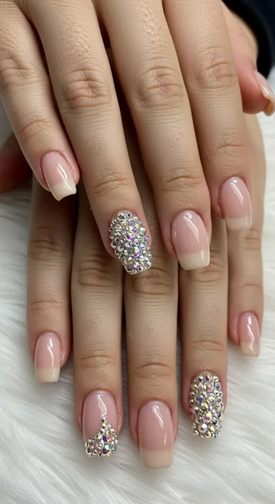 Rhinestone Accent Nails