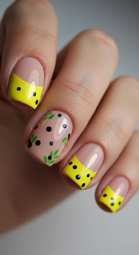 Sunflower Yellow French Tips nails design