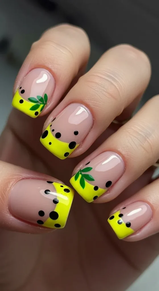 Sunflower Yellow French Tips nails design