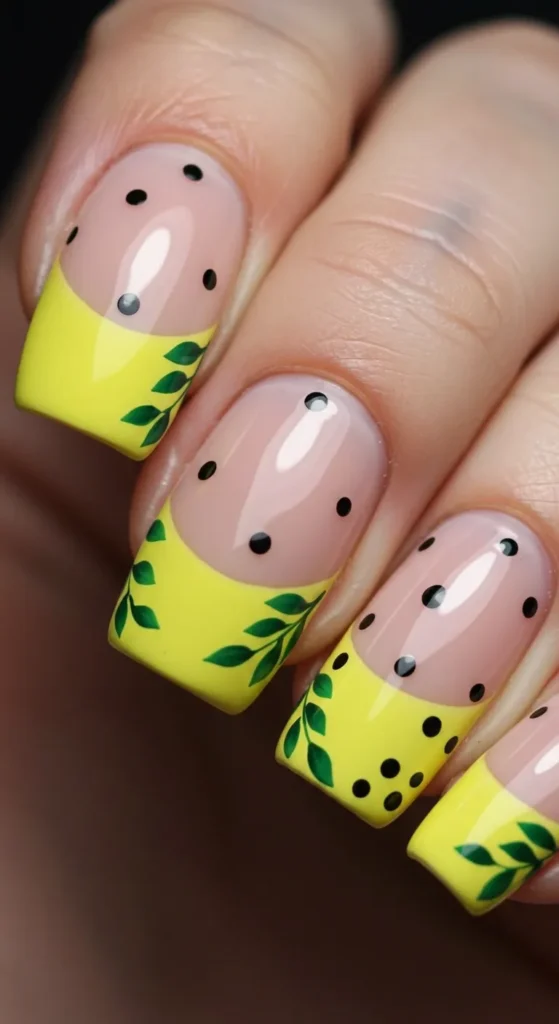 Sunflower Yellow French Tips nails design