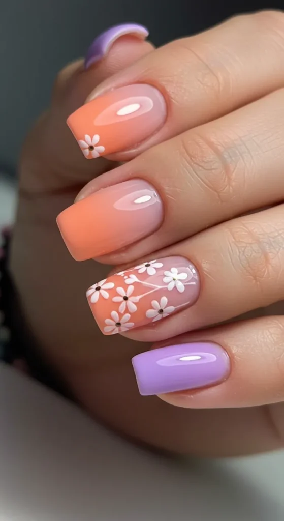 Blossoming Ombre nails design