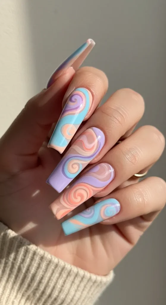 Watercolor Blooms nails