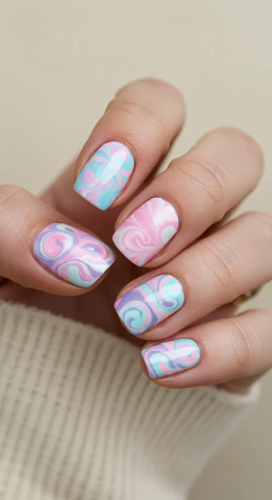 Watercolor Blooms nails