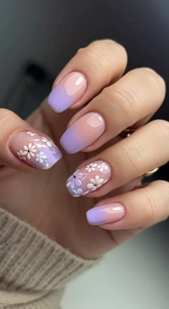 Blossoming Ombre nails design