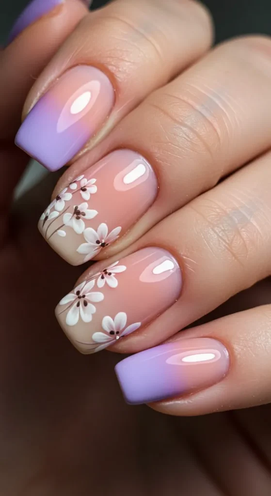 Blossoming Ombre nails design