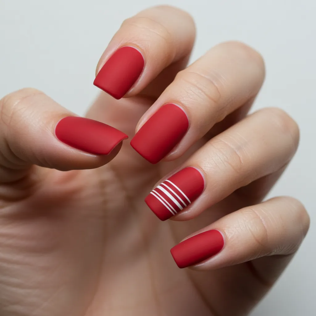 Glitter gradient nails with deep red at the tips fading into soft pink, accented by heart-shaped glitter pieces for added sparkle.

