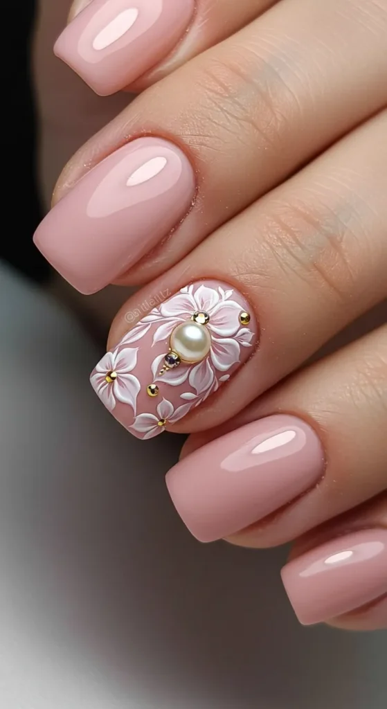 Blushing Petal Elegance nails design