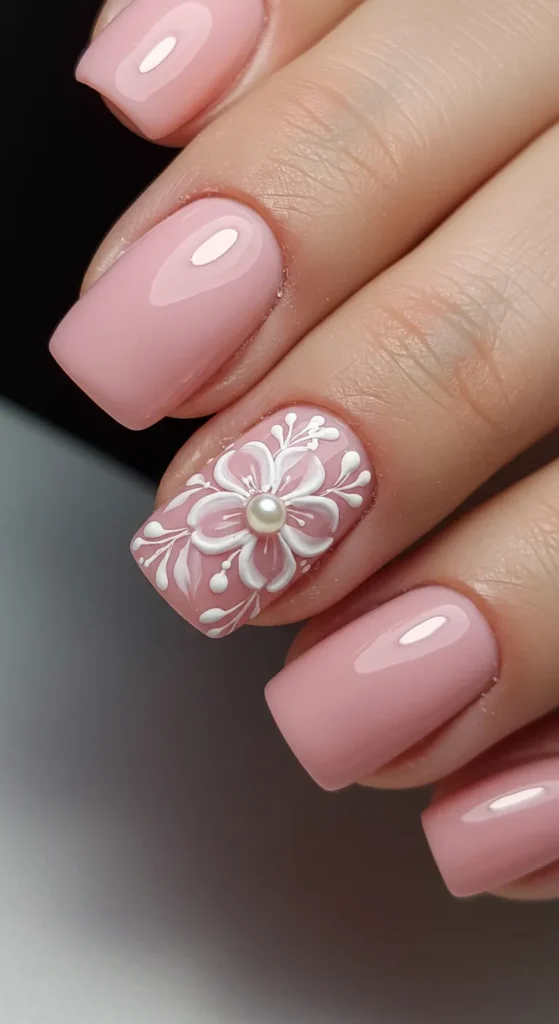 Blushing Petal Elegance nails design