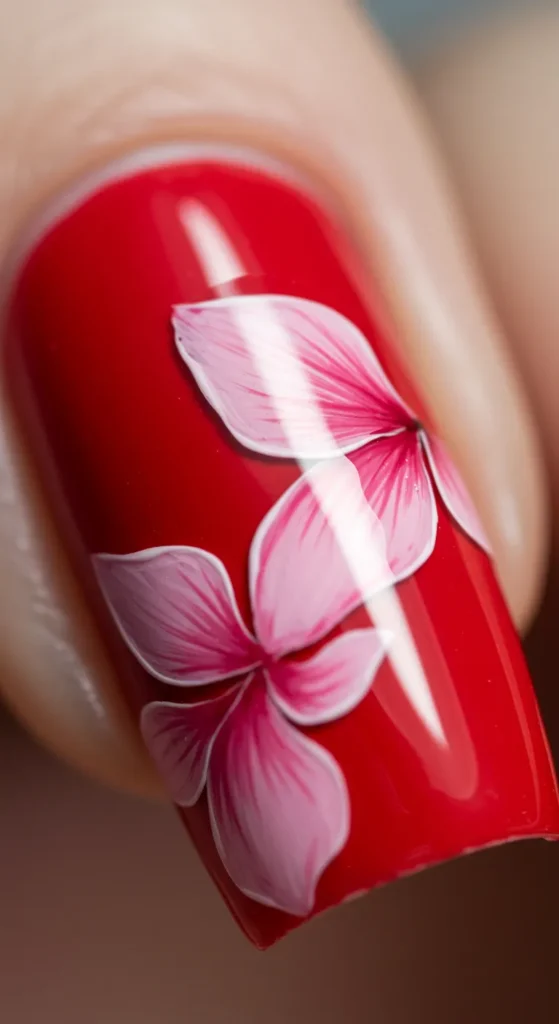 Crimson Petal Charm nails designs