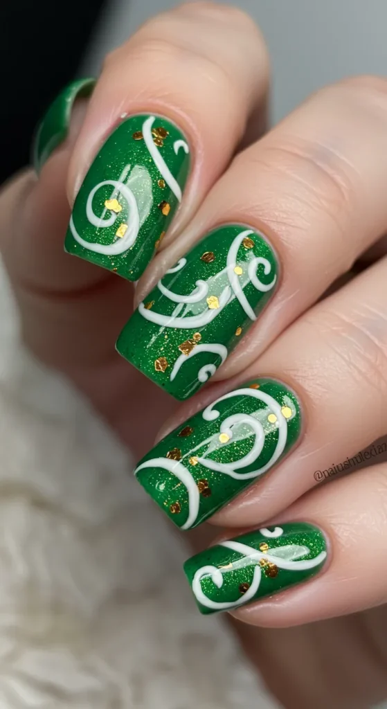 Emerald Vein Marble nail designs for march  