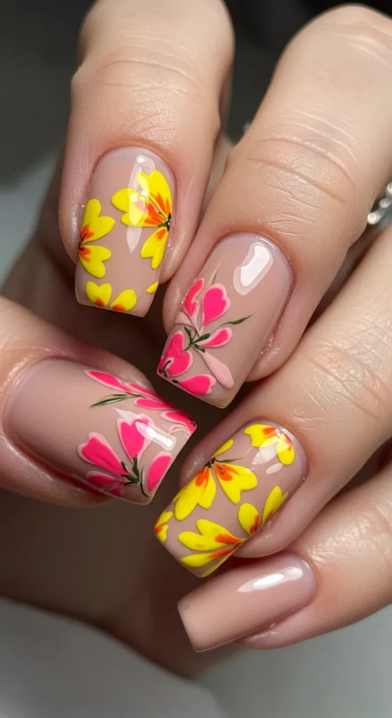 Floral Dreamscape nails design