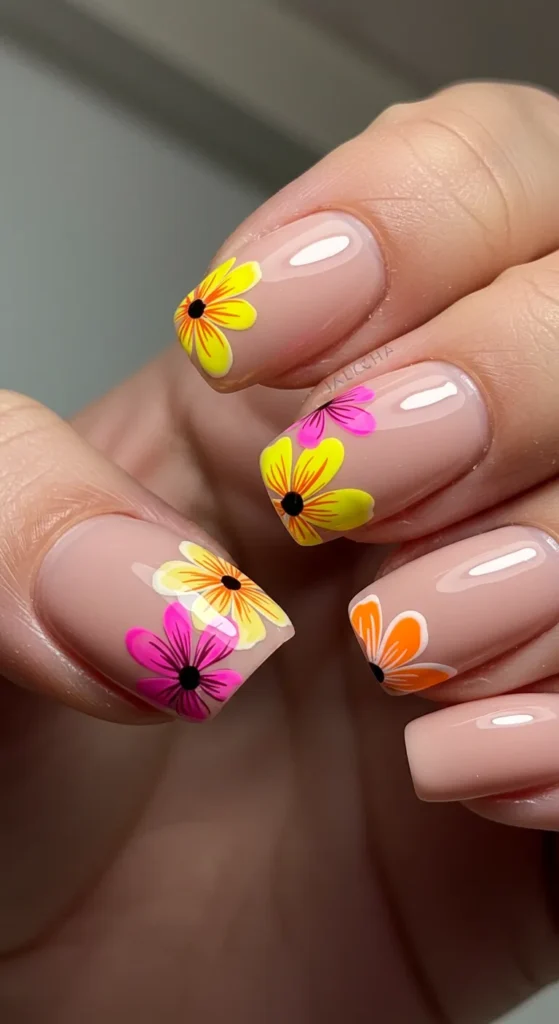 Floral Dreamscape nails design