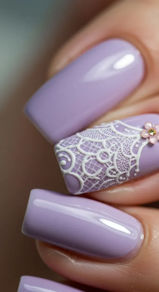 Floral Lace Elegance nails design ideas