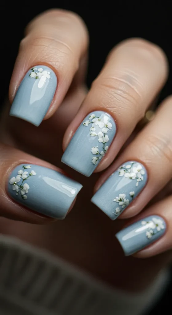 Frosted Floral Elegance nails design