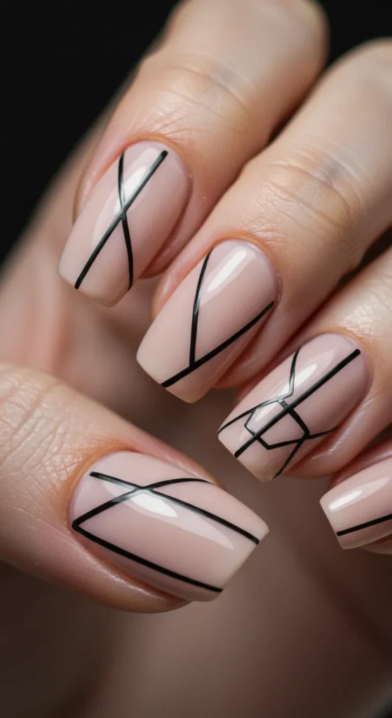 Geometric Glam nails