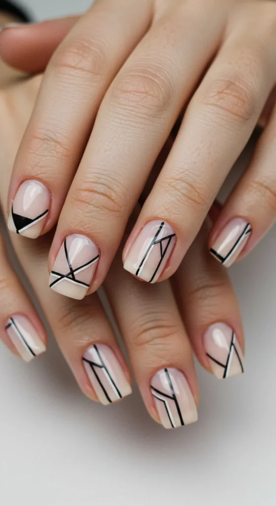 Geometric Glam nails