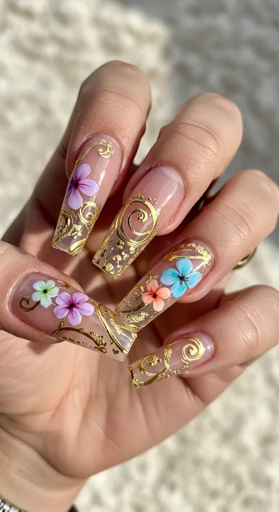 Gilded Garden Party nails