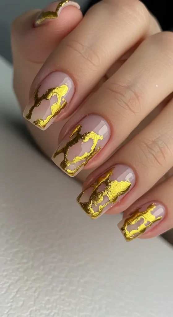 Golden Drizzle nails