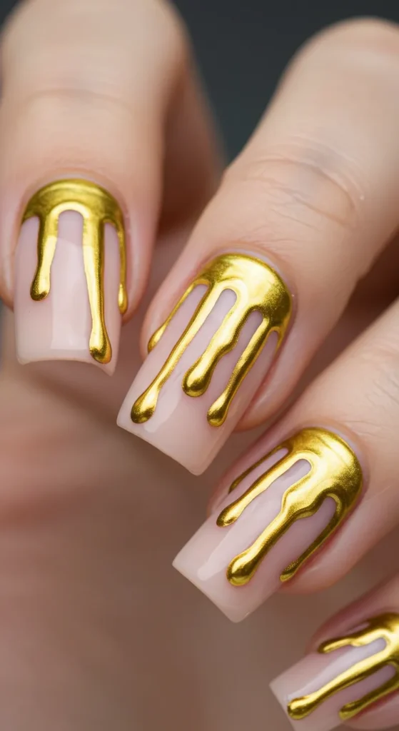 Golden Drizzle nails