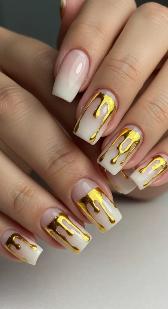 Golden Drizzle nails