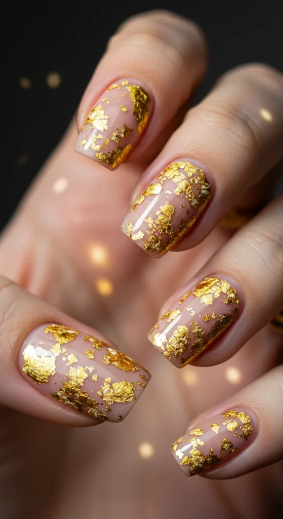 Golden Garden nails design