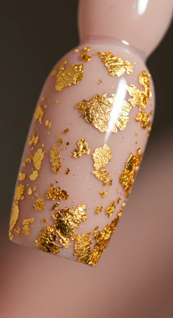 Golden Garden nails design