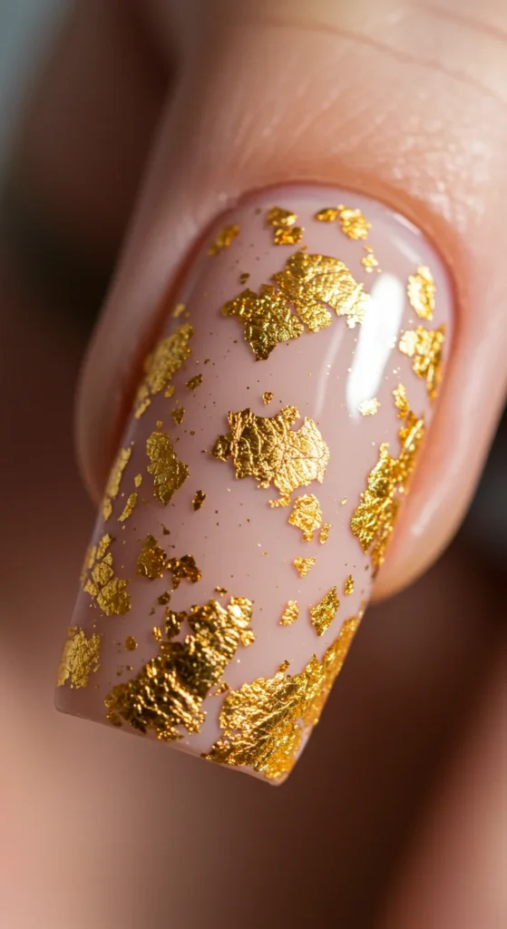 Golden Garden nails design