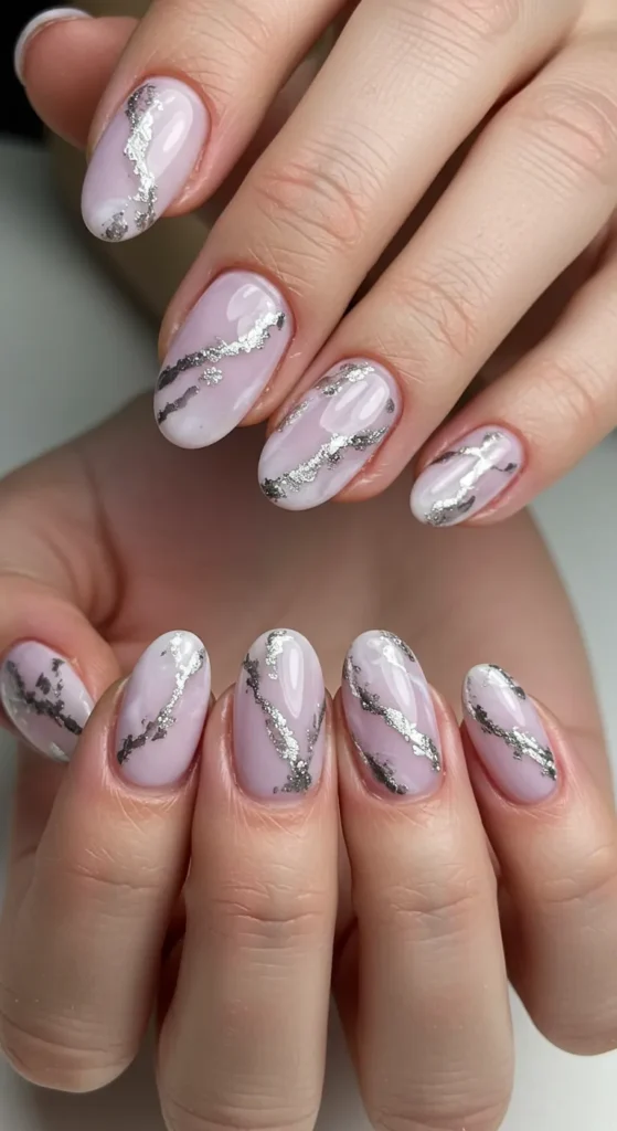 Lavender Luxe Marble nails design ideasv