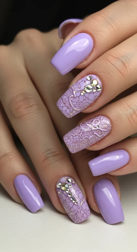 Lilac Lace Dream nails design