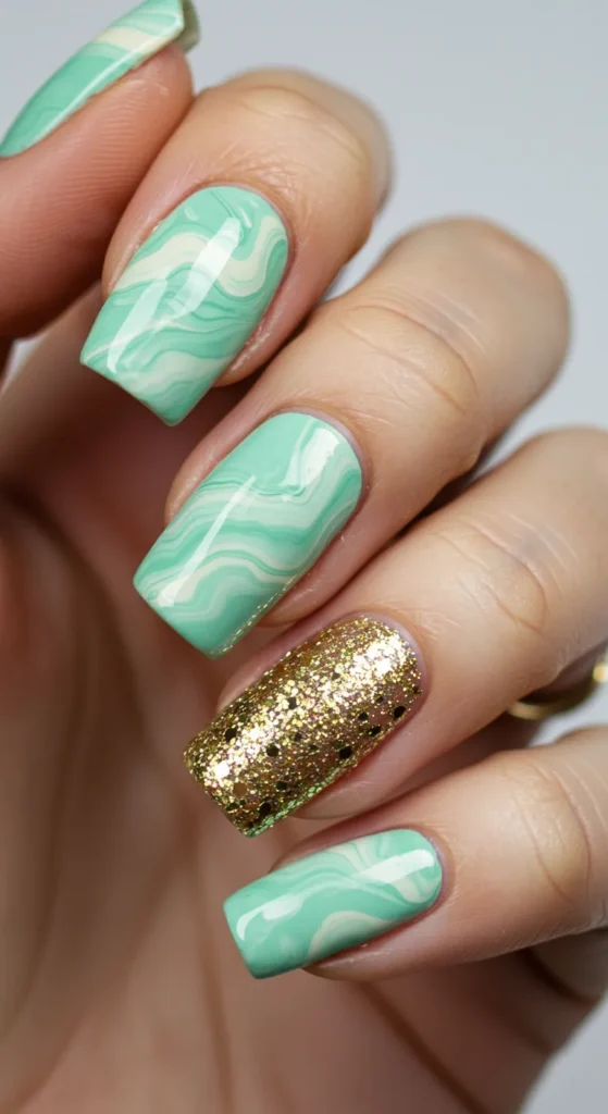 Minted Marble Magic nails designv