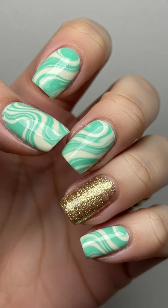 Minted Marble Magic nails design