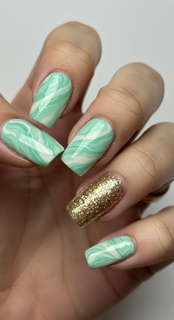 Minted Marble Magic nails designv