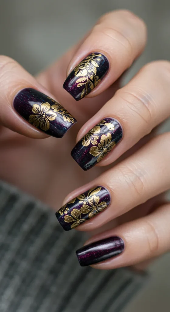 Moody Florals marrch nail